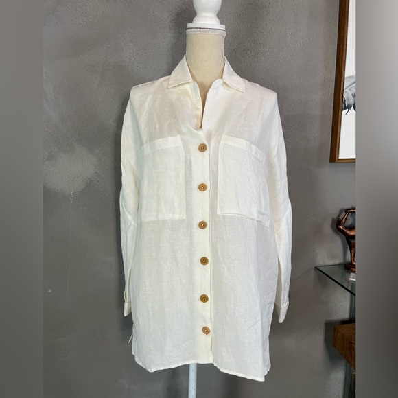 Show Me Your Mumu John’s button down shirt white linen - Picture 13 of 15